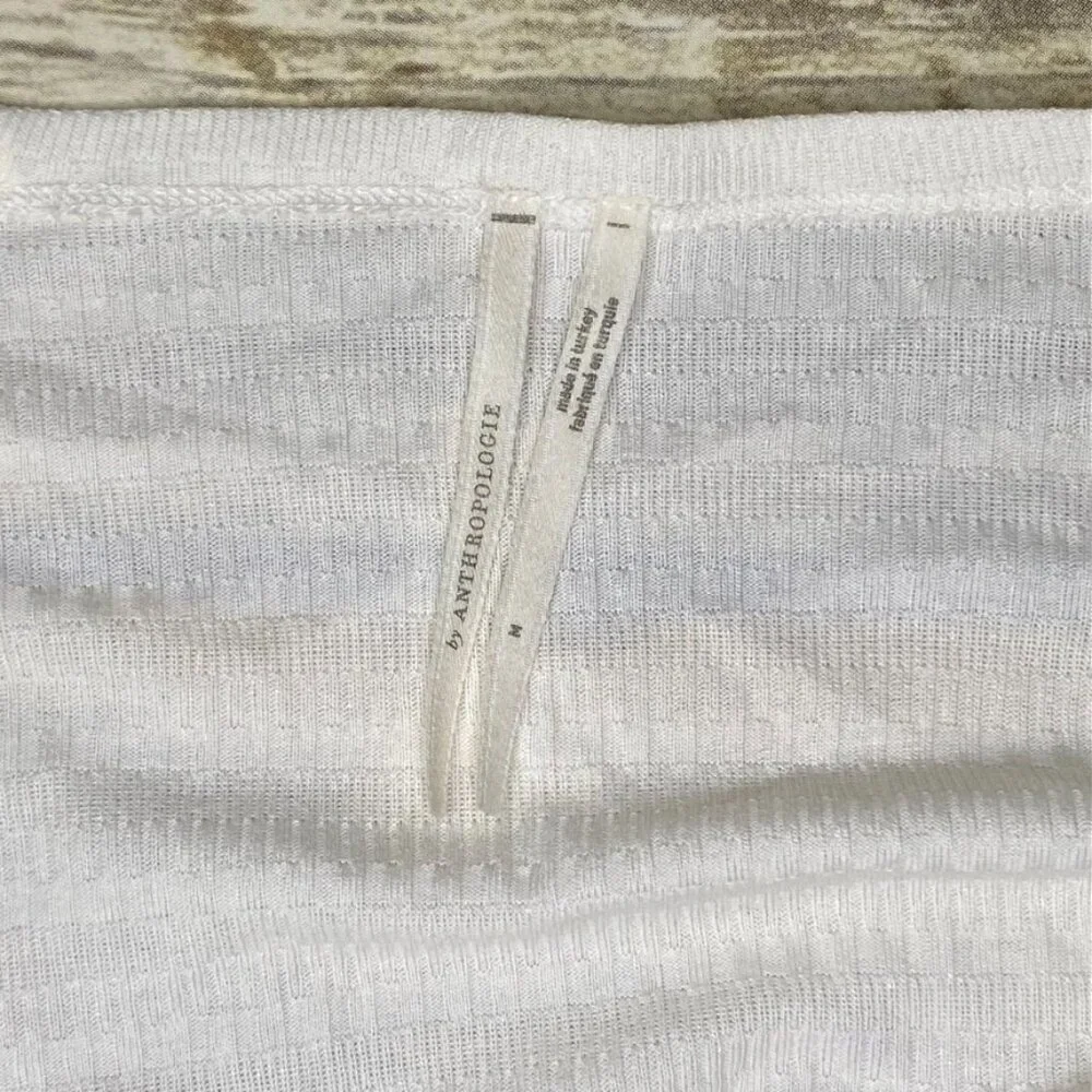 Anthropologie White Cinched Long Sleeve White Crop Top Women's Size M‎